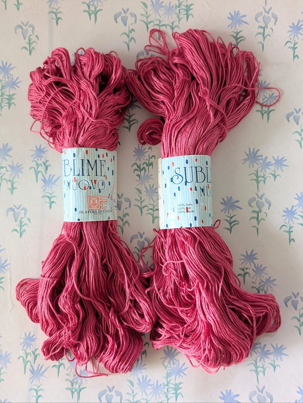 Vintage Filatura Di Crosa Sublime Nuovo 100% Silk Yarn NEW Pink Knitting Crochet